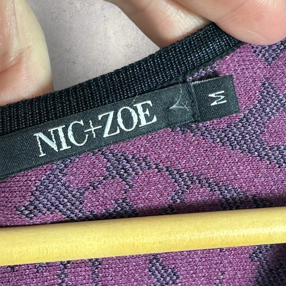Nic Zoe Flare Dress Size Medium Purple Pink‎ Stretch Flare Bohemian Long Sleeves - Picture 2 of 11